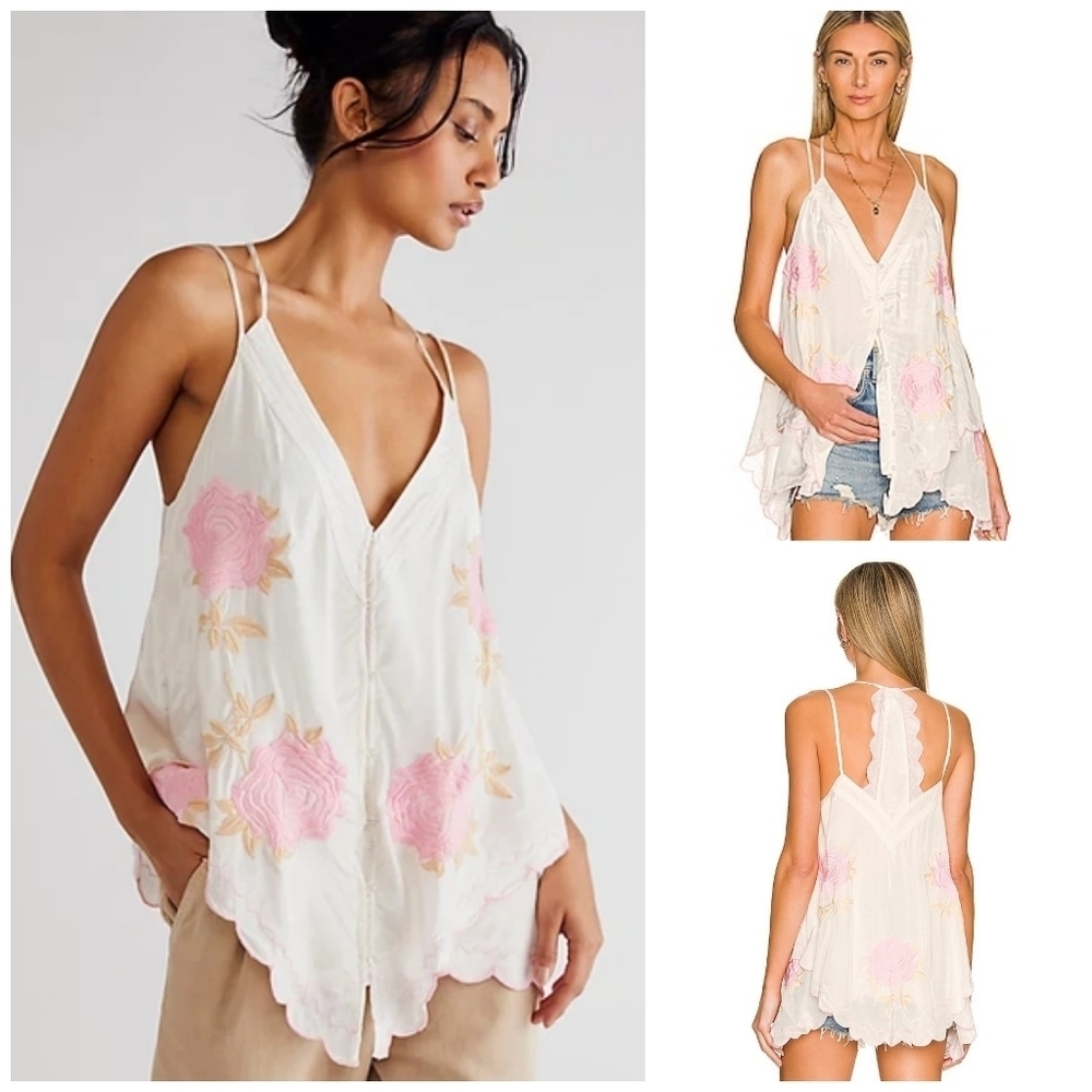 FREE People Zayda embroidered top XS